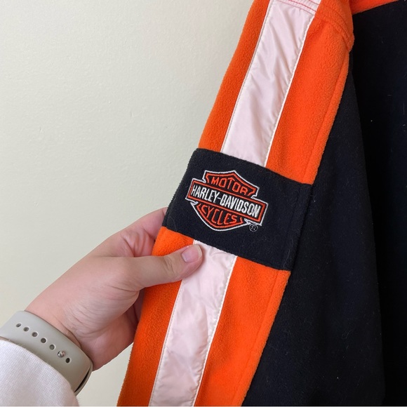 Harley-Davidson Orange & Black Thick Fleece Jacket SZ XL - Picture 6 of 11